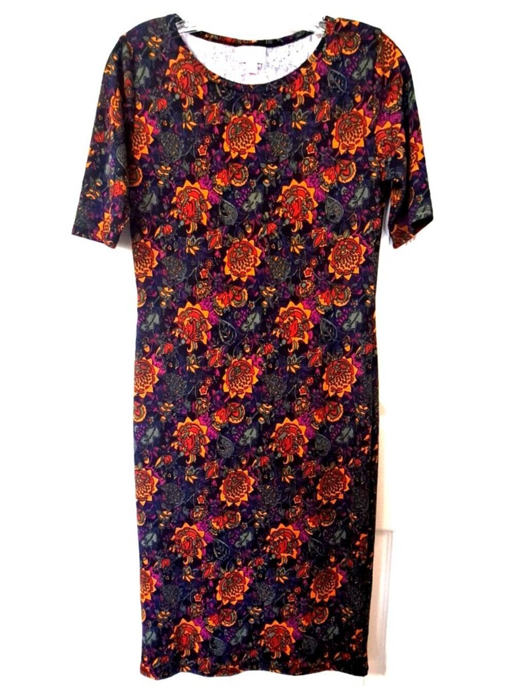 LuLaRoe Women's S Julia Short Sleeve Multicolor Floral Print Dress New w/Tags